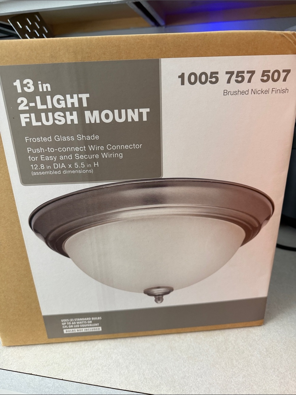 Brushed Nickel 13" 2-Light Flush Mount Ceiling Light